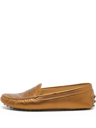 Tod's metallic-finish leather loafers - Gold