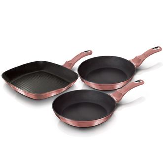 Berlinger Haus Berlinger Haus I-rose Set 2 Sartenes Y Grill 20-24-28cm Inducci&oacute;n, Aluminio Forjado, Antiadherente Ecol&oacute;gico Sin Pfoa Rosa