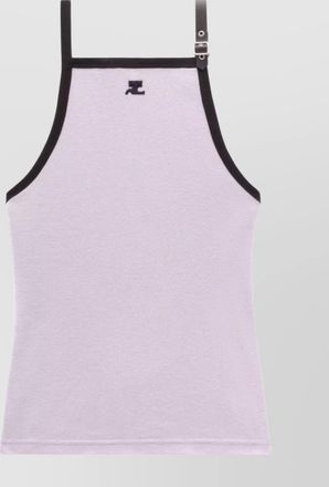 Courrèges buckle strap square neck top