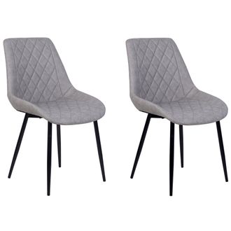 Beliani Beliani - Conjunto De 2 Sillas De Comedor Tapizadas En Piel Sint&eacute;tica Gris Acolchadas Maribel