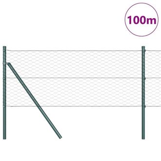 Berkfield Home Hexagon Fence Grey 0.6x100 m Steel in Dark Green