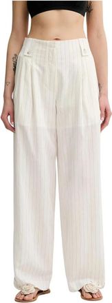 Nanushka Jenci Broek - Dames - Wijde Broeken - Beige - L - Katoen - Broeken