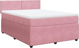 vidaXL Cama Box Spring Con Colch&oacute;n Terciopelo Rosa 140x190 Cm Vidaxl