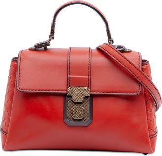 Bottega Veneta Pre-owned Bottega Veneta Mini Intrecciato Trimmed Nappa Piazza Top Handle Satchel not readable