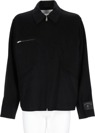 Maison Margiela Wool Black Jacket With Classic Collar And Zippered Pockets