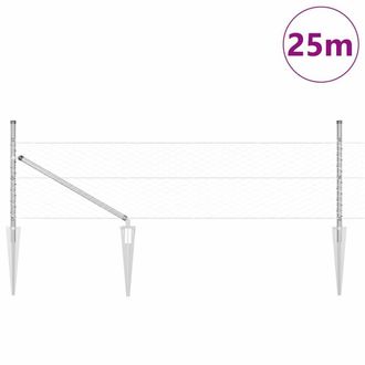 Berkfield Home Hexagon Link Fence with 13 Spike Posts 0.5x25 m Galvanised Steel in Silver