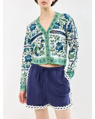 Farm Rio Manoela Buttoned Knit Cardigan In Off-White
