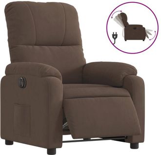 vidaXL Vidaxl - Sillón reclinable eléctrico tela de microfibra marrón