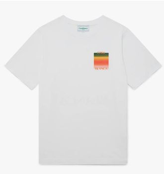 Casablanca Mens Gradient Square Logo Printed T-Shirt White