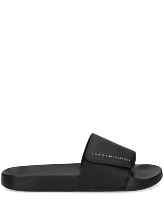 Tommy Hilfiger logo-print pool slides - men - Polyester/Polyurethane/Polyethylene vinyl acetate (PEVA) - 40 - Black