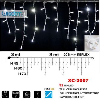 Trade Shop Trade Shop - Tenda Luminosa Natalizia 92 Led Luce Bianca Fissa + Bianca Intermittente Xc-3007