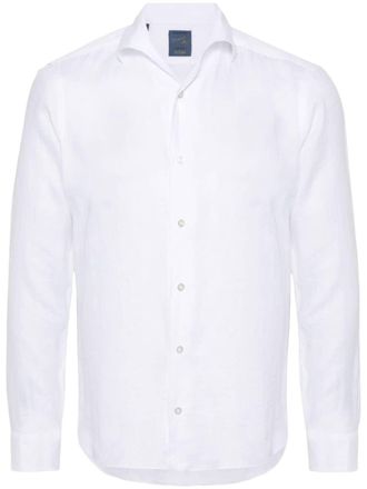 Barba slub-texture linen shirt - White