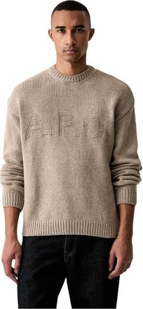 A.P.C. Pull George - Heren - Ronde hals truien - Beige - M - Wol - Truien & Vesten