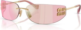 Miu Miu Aube Wrap-around Sunglasses - Gold - One Size