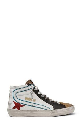 Golden Goose Slide High Top Sneaker in White/elk Brown/ruby at Nordstrom, Size 40