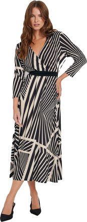 M&Co Womens White Abstract Print Midi Wrap Dress - Womens