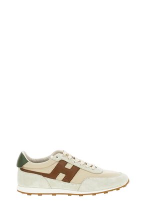 Hogan Suede and Leather Low-Top Sneakers with H Emblem
