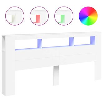 vidaXL Cabecero Con Led Madera De Ingenier&iacute;a Blanco 220x18,5x103,5 Cm Vidaxl