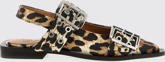 Ganni Ballerina Slingback Ganni in raso stampa animalier