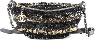 Chanel CC Charm Zip Waist Bag Sequins and Quilted Lambskin belt bag - Zwart