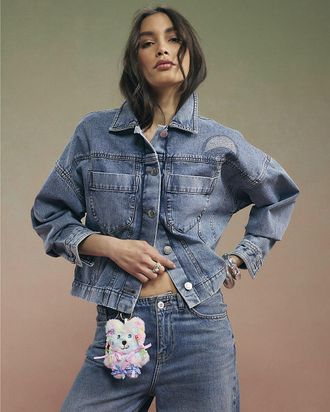 River Island Womens Denim Jacket Blue Year Zero Notes Cotton - Size X-Small