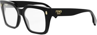 Fendi Glasses, unisex, Black, Size: 53 MM Roma Square Optical Frame