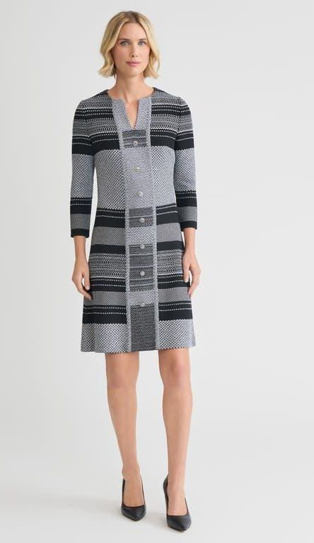 Ming Wang A-Line Multi-Stitch Knit Dress in Black/white at Nordstrom, Size  Xx-Small from $197.59 - on Stylight