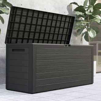 Deuba Baule Da Giardino Xxl 280 L Cassapanca Richiudibile 2 Maniglie 116 X43 X54cm Box Esterno Contenitore Effetto Legno
