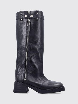 Miista Knee-High Leather Biker Boots with Side Zip
