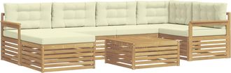 vidaXL Conjunto De Sof&aacute;s De Exterior 7 Uds. Blanco Y Crema Vidaxl