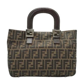 Fendi Pre-owned Handbags, female, Brown, Size: ONE SIZE Pre-owned Zucca Nylon Top Handle Tote