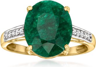 Canaria Canaria Emerald Ring With Diamonds in 10kt Yellow Gold