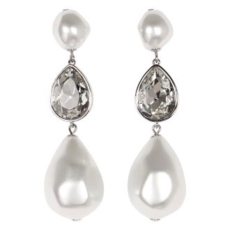 Self Portrait Orecchini Pendenti con Perle - - Accessories - Donna - Grigio - ONE SIZE