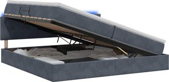 vidaXL Cama De Almacenamiento Led Con Colch&oacute;n Gris Oscuro 200 X 200 Cm Vidaxl