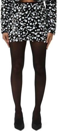 Naked Wardrobe Geometric Sequin Miniskirt in Black /White at Nordstrom Rack, Size X-Small