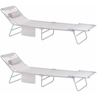 SoBuy SoBuy Sdraio pieghevole,lettino prendisole,schienale reclinabile,2 pezzi, Beige OGS35-MIx2