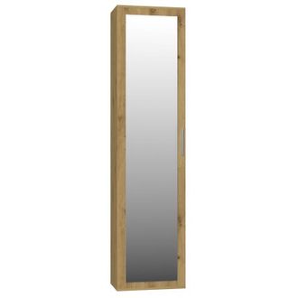 Hucoco Atara - Armario De Entrada Con Espejo Grande - 180x50x35 Cm - Dos Baldas + Perchero Interior - Mueble De Entrada
