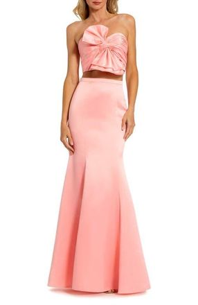 Mac Duggal Strapless Bow Top and Mermaid Skirt 2 Piece Set Gown in Petal Pink at Nordstrom, Size 10