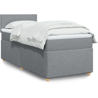 vidaXL Cama Box Spring Con Colch&oacute;n Tela Gris Claro 90x190 Cm Vidaxl