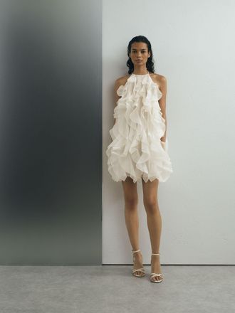 Ismad London Off White Silk-organza Ruffle Mini Dress, 14