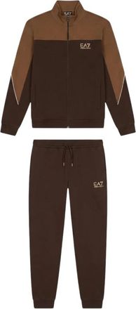 Emporio Armani Colour Block Trainingsset - Heren - Trainingspakken - Bruin - XL - Katoen - Fitness