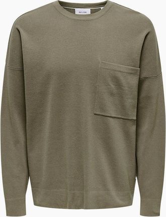 Only Mens Relaxed Fit Crew Neck Long Sleeve Sweatshirt - Tan - Size: 2X large