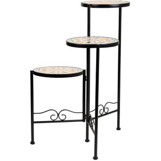 Wanderlust Deco Wanderlust Deco - Set 3 Soportes De Mosaico Y Metal Negros