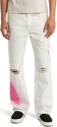 Frame Denim The Boxy Raw Hem Straight Leg Jeans in Ecru Spray at Nordstrom, Size 33