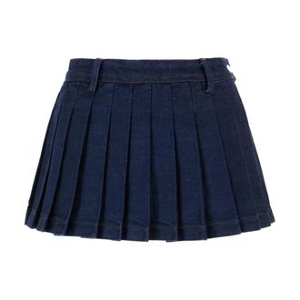 7 For All Mankind Short Skirts, female, Blue, Size: W28 Pleated Mini Skirt