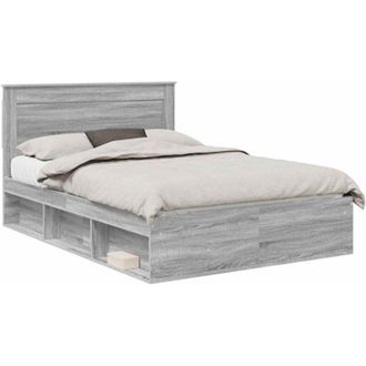 vidaXL Estructura De Cama Con Cabecera Gris Sonoma 140 X 200 Cm Vidaxl