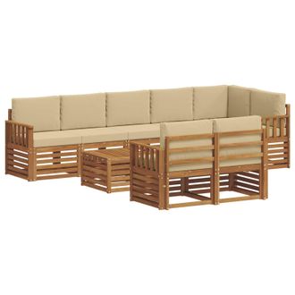 vidaXL Conjunto De Sof&aacute;s De Exterior 9 Uds. Natural Y Beige Poli&eacute;ster Vidaxl