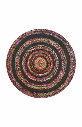 Jonathan Y Designs Abyss Braided Bohemian Coastal Round Jute Round Area Rug in Red/multi at Nordstrom, Size 5Ft 0In X 5Ft 0In