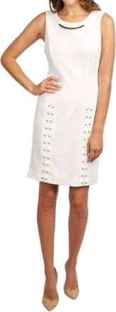 Joseph Ribkoff Lace Up Dress In Ivory