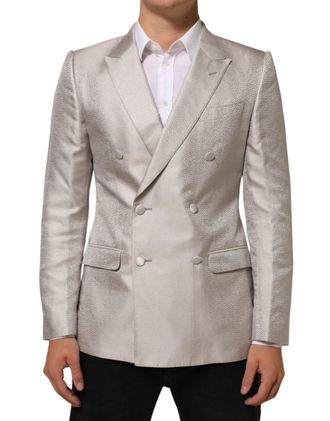 Dolce & Gabbana Mens Beige Martini Double-Breasted Suit Blazer
